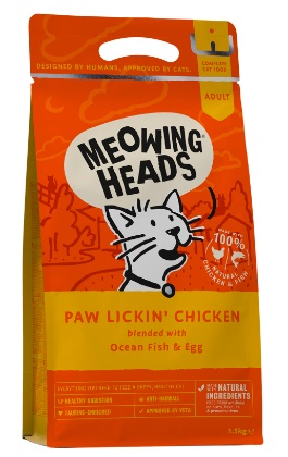 Meowing Heads 全天然成貓配方( Paw Lickin’ Chicken 雞肉、鮮魚、雞蛋70%) 1.5KG